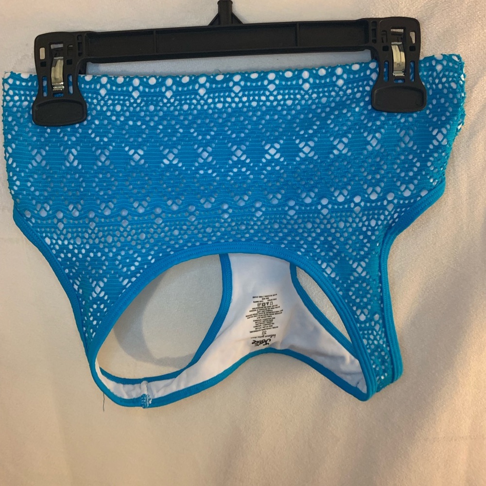 Mesh blue and white justice sports bra